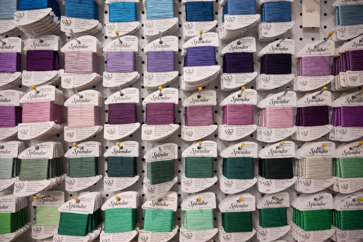 The Elegant Needle has everything a needlepoint artist would need to start a project lining its walls.